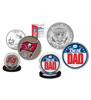 Best Dad - TAMPA BAY BUCCANEERS 2-Coin Set U.S. Quarter & JFK Half Dollar - NFL Officially Licensed