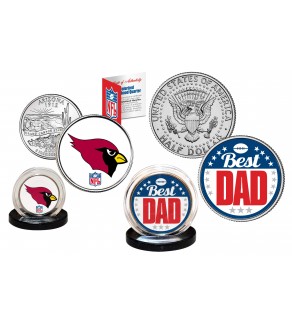 Best Dad - ARIZONA CARDINALS 2-Coin Set U.S. Quarter & JFK Half Dollar - NFL Officially Licensed