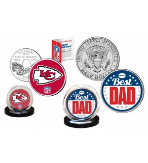 Best Dad - KANSAS CITY CHIEFS 2-Coin Set U.S. Quarter & JFK Half Dollar - NFL Officially Licensed