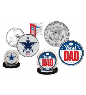 Best Dad -  DALLAS COWBOYS 2-Coin Set U.S. Quarter & JFK Half Dollar - NFL Officially Licensed
