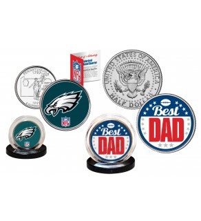 Best Dad - PHILADELPHIA EAGLES 2-Coin Set U.S. Quarter & JFK Half Dollar - NFL Officially Licensed