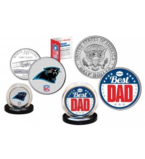 Best Dad - CAROLINA PANTHERS 2-Coin Set U.S. Quarter & JFK Half Dollar - NFL Officially Licensed