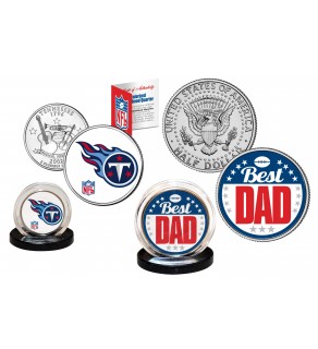 Best Dad - TENNESSEE TITANS 2-Coin Set U.S. Quarter & JFK Half Dollar - NFL Officially Licensed