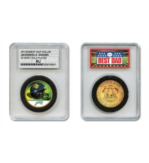 JACKSONVILLE JAGUARS #1 DAD Licensed NFL 24KT Gold Clad JFK Half Dollar Coin in Special *Best Dad* Sealed Graded Holder 