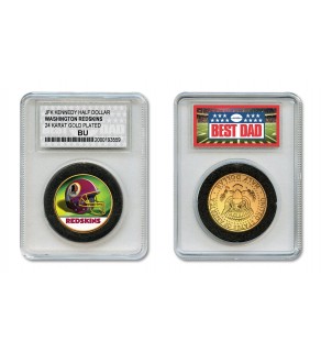 WASHINGTON REDSKINS #1 DAD Licensed NFL 24KT Gold Clad JFK Half Dollar Coin in Special *Best Dad* Sealed Graded Holder 