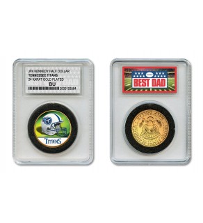 TENNESSEE TITANS #1 DAD Licensed NFL 24KT Gold Clad JFK Half Dollar Coin in Special *Best Dad* Sealed Graded Holder 