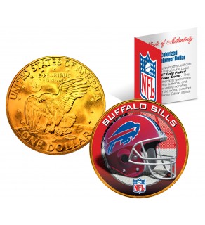 BUFFALO BILLS NFL 24K Gold Plated IKE Dollar US Colorized Coin - Officially Licensed