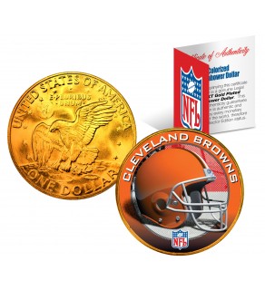 CLEVELAND BROWNS NFL 24K Gold Plated IKE Dollar US Colorized Coin - Officially Licensed