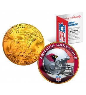 ARIZONA CARDINALS NFL 24K Gold Plated IKE Dollar US Colorized Coin - Officially Licensed
