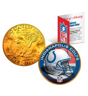 INDIANAPOLIS COLTS NFL 24K Gold Plated IKE Dollar US Colorized Coin - Officially Licensed