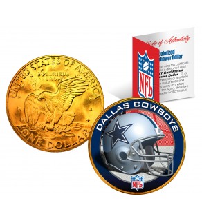 DALLAS COWBOYS NFL 24K Gold Plated IKE Dollar US Colorized Coin - Officially Licensed