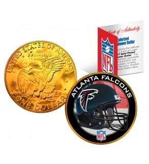 ATANTA FALCONS NFL 24K Gold Plated IKE Dollar US Colorized Coin - Officially Licensed