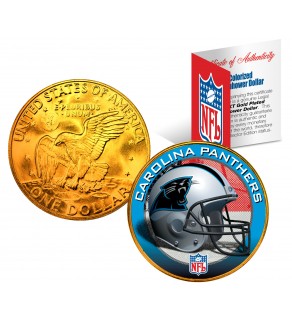 CAROLINA PANTHERS NFL 24K Gold Plated IKE Dollar US Colorized Coin - Officially Licensed