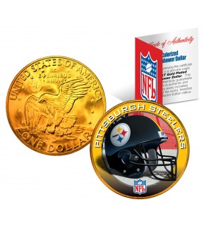 PITTSBURGH STEELERS NFL 24K Gold Plated IKE Dollar US Colorized Coin - Officially Licensed