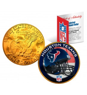 HOUSTON TEXANS NFL 24K Gold Plated IKE Dollar US Colorized Coin - Officially Licensed
