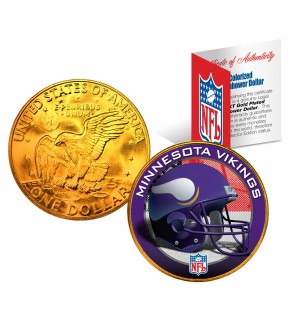 MINNESOTA VIKINGS NFL 24K Gold Plated IKE Dollar US Colorized Coin - Officially Licensed