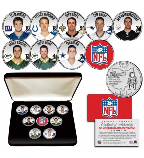 NFL Future Hall of Fame Quarterbacks Ohio Statehood Quarter 9-Coin Set in Deluxe Display Box - Officially Licensed
