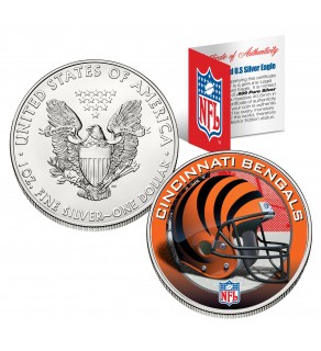 CINCINNATI BENGALS 1 Oz American Silver Eagle $1 US Coin Colorized - NFL LICENSED