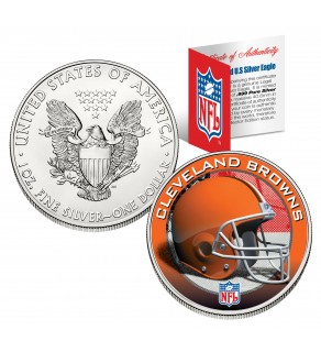 CLEVELAND BROWNS 1 Oz American Silver Eagle $1 US Coin Colorized - NFL LICENSED