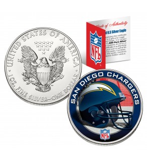 SAN DIEGO CHARGERS 1 Oz American Silver Eagle $1 US Coin Colorized - NFL LICENSED