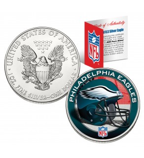 PHILADELPHIA EAGLES 1 Oz American Silver Eagle $1 US Coin Colorized - NFL LICENSED