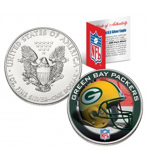 GREEN BAY PACKERS 1 Oz American Silver Eagle $1 US Coin Colorized - NFL LICENSED