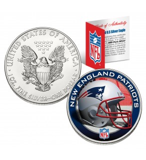 NEW ENGLAND PATRIOTS 1 Oz American Silver Eagle $1 US Coin Colorized - NFL LICENSED