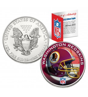 WASHINGTON REDSKINS 1 Oz American Silver Eagle $1 US Coin Colorized - NFL LICENSED