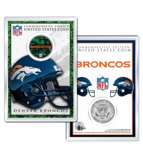 DENVER BRONCOS Field NFL Colorized JFK Kennedy Half Dollar U.S. Coin w/4x6 Display