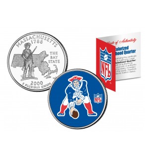 NEW ENGLAND PATRIOTS - Retro Logo - Massachusetts Quarter US Colorized Coin Football NFL - Officially Licensed