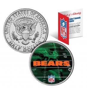 CHICAGO BEARS Field JFK Kennedy Half Dollar US Colorized Coin - NFL Licensed