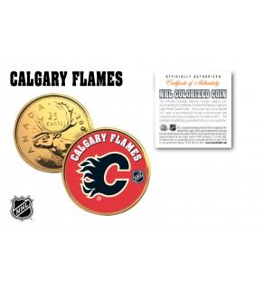 CALGARY FLAMES NHL Hockey 24K Gold Plated Canadian Quarter Colorized Coin - Officially Licensed