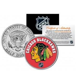 CHICAGO BLACKHAWKS NHL Hockey JFK Kennedy Half Dollar U.S. Coin - Officially Licensed