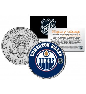 EDMONTON OILERS NHL Hockey JFK Kennedy Half Dollar U.S. Coin - Officially Licensed