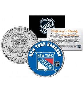 NEW YORK RANGERS NHL Hockey JFK Kennedy Half Dollar U.S. Coin - Officially Licensed
