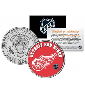 DETROIT RED WINGS NHL Hockey JFK Kennedy Half Dollar U.S. Coin - Officially Licensed