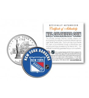 NEW YORK RANGERS NHL Hockey New York Statehood Quarter U.S. Colorized Coin - Officially Licensed