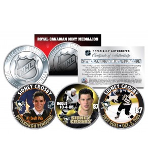 2005-06 SIDNEY CROSBY Royal Canadian Mint Medallions NHL Rookie 3-Coin Complete Set - Officially Licensed