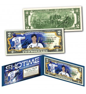 SHOHEI OHTANI Shotime of the L.A. DODGERS Officially Licensed Genuine Legal Tender Colorized U.S. $2 Bill