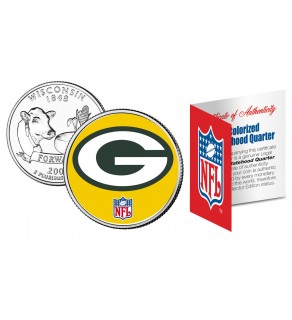GREEN BAY PACKERS NFL Wisconsin US Statehood Quarter Colorized Coin  - Officially Licensed