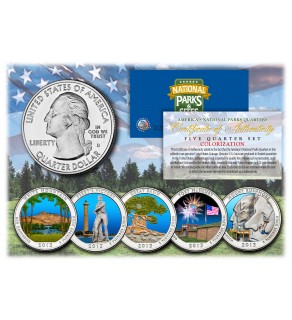 2013 America The Beautiful COLORIZED Quarters U.S. Parks 5-Coin Set with Capsules