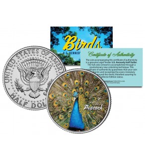 PEACOCK Collectible Birds JFK Kennedy Half Dollar Colorized US Coin