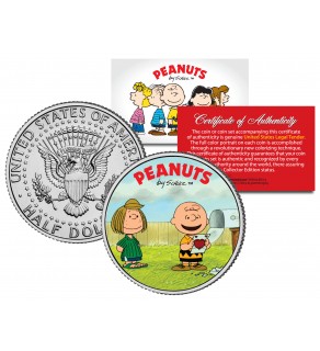 Peanuts VALENTINE'S " Charlie Brown & Peppermint Patty " JFK Half Dollar US Coin - Officially Licensed