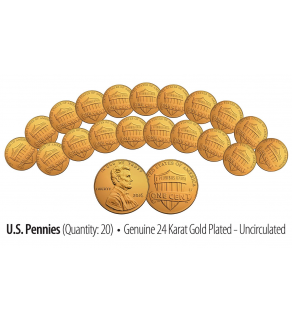 Lot of 20 - Uncirculated Genuine Coins 24K GOLD Plated 2016 U.S. LINCOLN SHIELD PENNIES - Lot of 20
