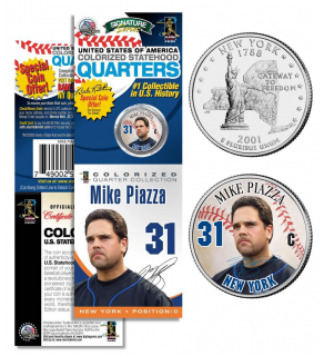 MIKE PIAZZA NY Mets Official New York Statehood U.S. Quarter Coin in Promotional Rare Unopened Sealed Packaging 