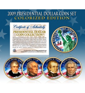 2009 Presidential $1 Dollar U.S. COLORIZED - Complete 4-Coin Set - with Capsules