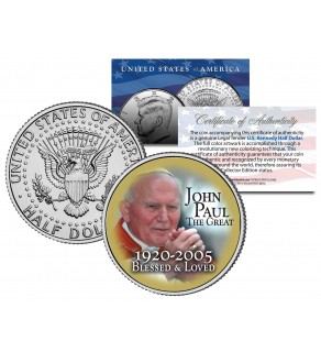 POPE JOHN PAUL II The Great 2005 JFK Half Dollar Colorized Coin BLESSED & LOVED
