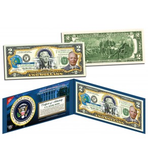 DWIGHT D EISENHOWER Ike * 34th U.S. President * Colorized Presidential $2 Bill U.S. Genuine Legal Tender