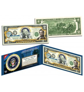 JAMES K POLK * 11th U.S. President * Colorized Presidential $2 Bill U.S. Genuine Legal Tender