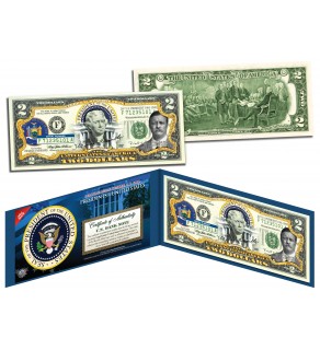 THEODORE ROOSEVELT * 26th U.S. President * Colorized Presidential $2 Bill U.S. Genuine Legal Tender